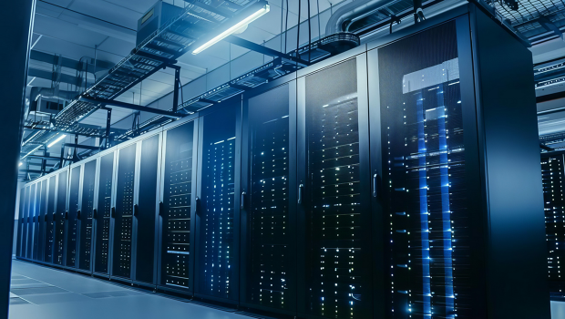 Modernes Datencenter mit mehreren Serverschränken