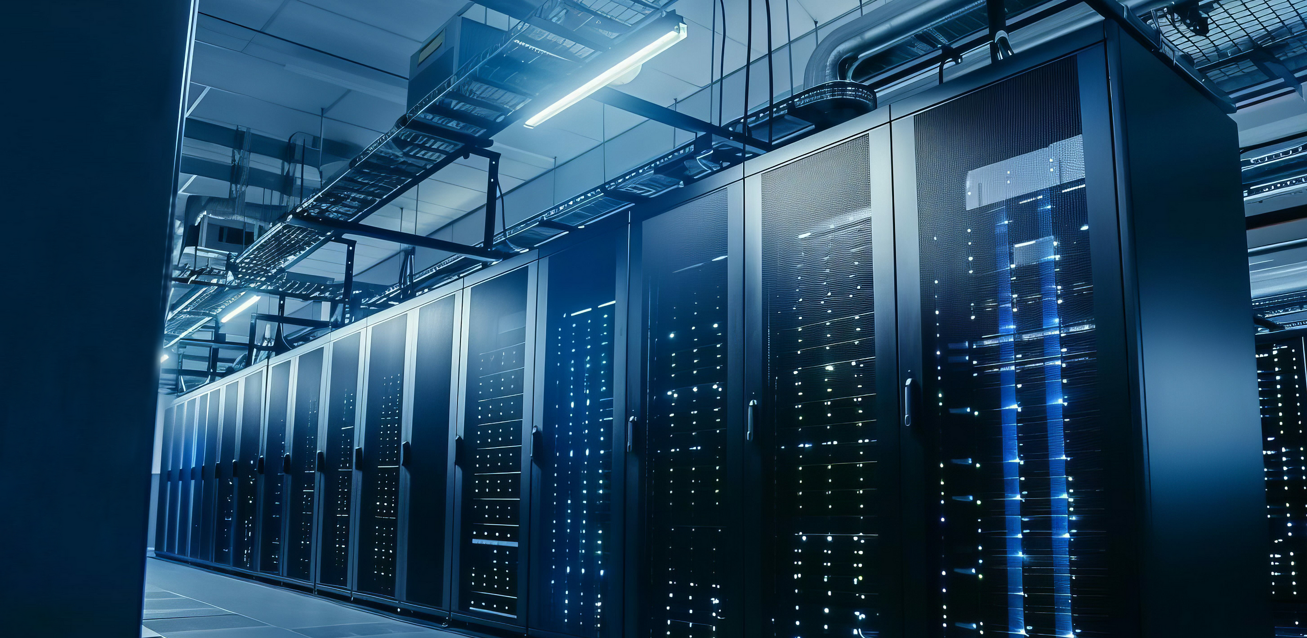 Modernes Datencenter mit mehreren Serverschränken