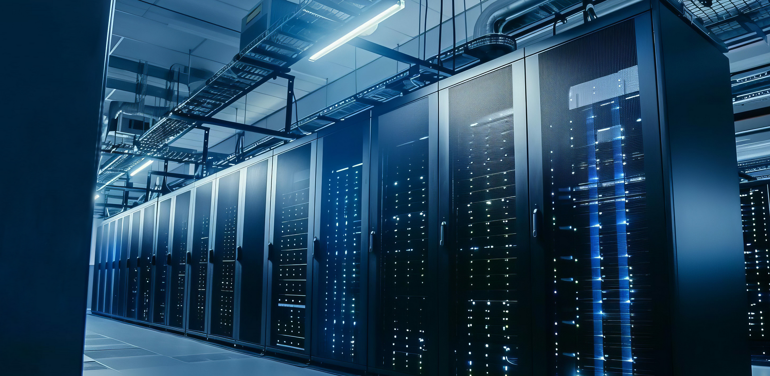Modernes Datencenter mit mehreren Serverschränken
