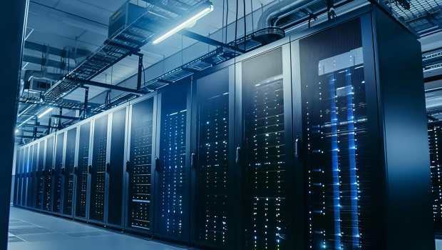 Modernes Datencenter mit mehreren Serverschränken