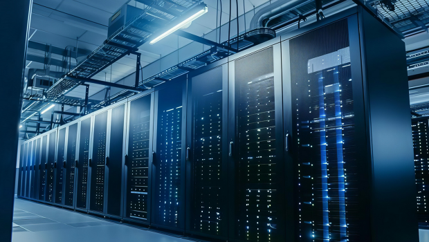 Modernes Datencenter mit mehreren Serverschränken