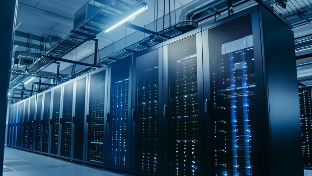 Modernes Datencenter mit mehreren Serverschränken