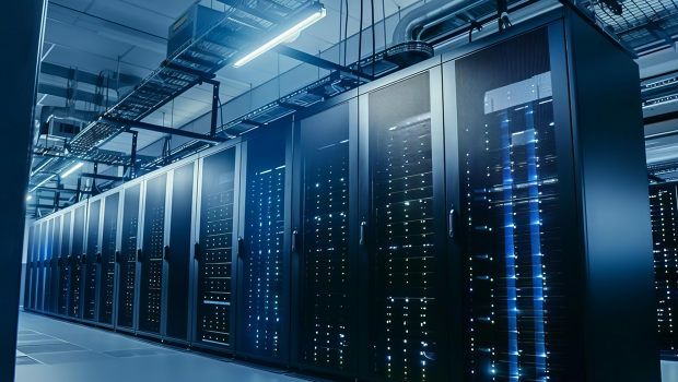 Modernes Datencenter mit mehreren Serverschränken