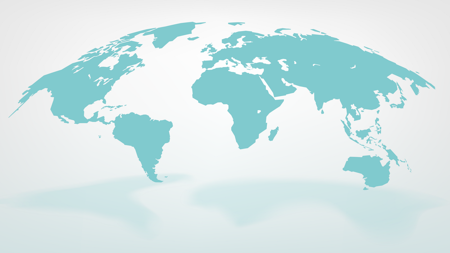Weltkarte mit Markierung der Regionen EMEA, Asien, Amerika und Australien