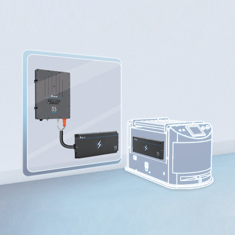 A mobile robot is standing in front of a wireless charging station